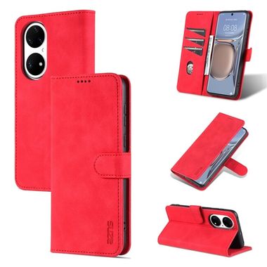 Peňaženkové kožené púzdro AZNS na Huawei P50 Pro – Červená