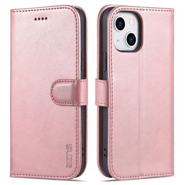 Peňaženkové kožené puzdro AZNS na iPhone 14 - Ružovozlatá