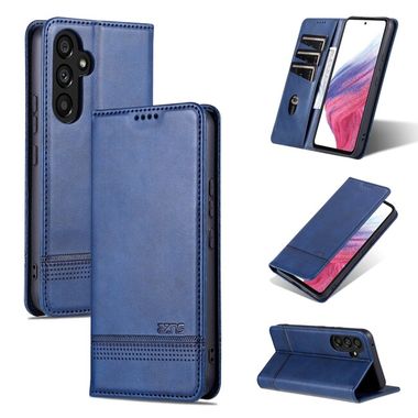 Peňaženkové kožené puzdro AZNS na Samsung Galaxy S23 FE - Tmavo modrá