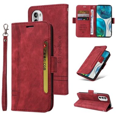 Peňaženkové kožené puzdro BETOPNICE na Motorola Moto G52 / G82 5G - Červená