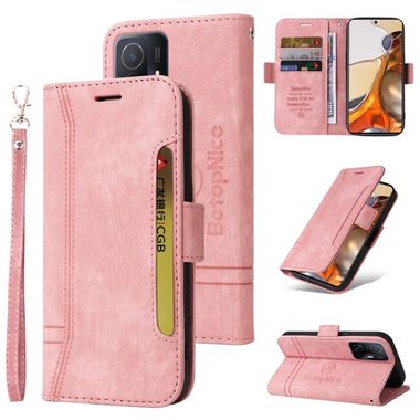 Peňaženkové kožené puzdro BETOPNICE na Xiaomi Mi 11T / 11T Pro – Ružová