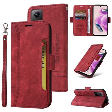 Peňaženkové kožené puzdro BETOPNICE na Xiaomi Redmi Note 12S - Červená