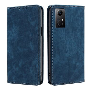 Peňaženkové kožené puzdro Brush na Xiaomi Redmi Note 12S - Modrá