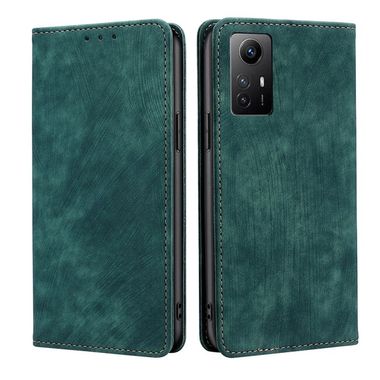 Peňaženkové kožené puzdro Brush na Xiaomi Redmi Note 12S - Zelená