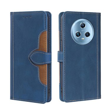 Peňaženkové kožené puzdro Buckle na Honor Magic5 - Modrá