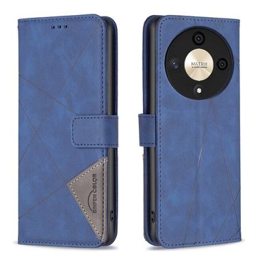 Peňaženkové kožené puzdro Buckle na Honor Magic6 Lite - Modrá