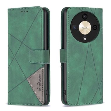Peňaženkové kožené puzdro Buckle na Honor Magic6 Lite - Zelená