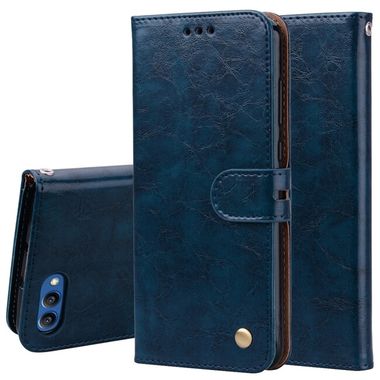 Peňaženkové kožené puzdro Business na Honor 10 – Modrá