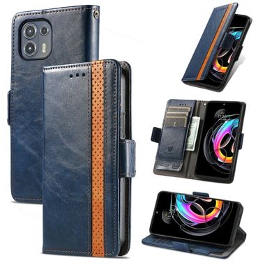 Peňaženkové kožené puzdro Business na Motorola Edge 20 Lite - Modrá