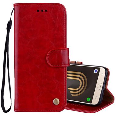 Peňaženkové kožené puzdro Business na Samsung Galaxy J3 2017 – Červená