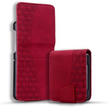 Peňaženkové kožené puzdro Business na Samsung Galaxy Z Flip 5 - Červená