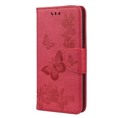 Peňaženkové kožené puzdro BUTTERFLIES na Samsung Galaxy S21 FE - Červená