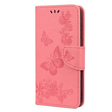Peňaženkové kožené puzdro BUTTERFLIES na Samsung Galaxy S21 FE - Ružová