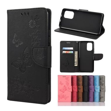 Peňaženkové kožené puzdro Butterflies na Xiaomi Redmi Note 10/10S - Čierna