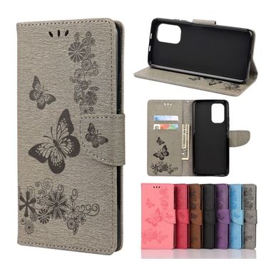 Peňaženkové kožené puzdro Butterflies na Xiaomi Redmi Note 10/10S - Sivá