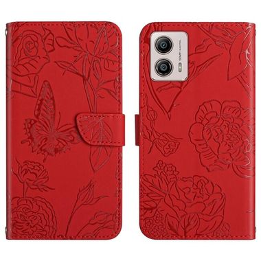 Peňaženkové kožené puzdro Butterfly Embossed na Motorola Moto G13 / G23 / G53 5G - Červená