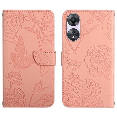 Peňaženkové kožené puzdro Butterfly Feel na Oppo A58 5G - Ružová