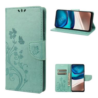 Peňaženkové kožené puzdro Butterfly Flower na Motorola Moto G42 - Zelená
