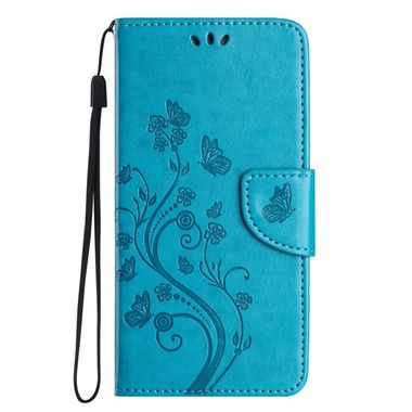 Peňaženkové kožené puzdro Butterfly Flower Pattern na Galaxy A15 4G/ 5G - Modrá