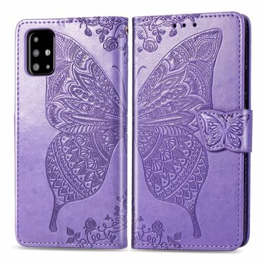 Peňaženkové kožené puzdro Butterfly Love Flower Embossed Horizontal na Samsung Galaxy A51svetlo-fialová