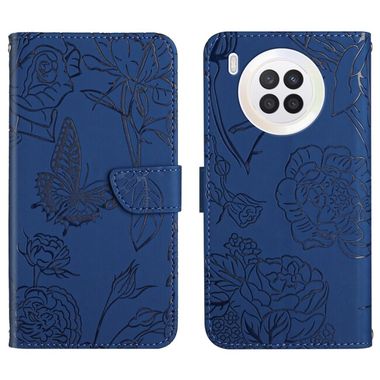 Peňaženkové kožené puzdro BUTTERFLY na Huawei Nova 8i - Modrá