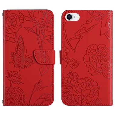 Peňaženkové kožené puzdro Butterfly na Iphone SE 2020 – Červená