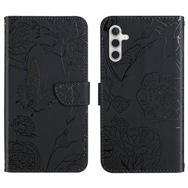 Peňaženkové kožené puzdro BUTTERFLY na Samsung Galaxy A04s – Čierna