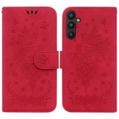Peňaženkové kožené puzdro BUTTERFLY na Samsung Galaxy A34 5G – Červená