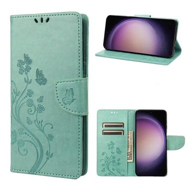 Peňaženkové kožené puzdro BUTTERFLY na Samsung Galaxy S23 5G – Zelená