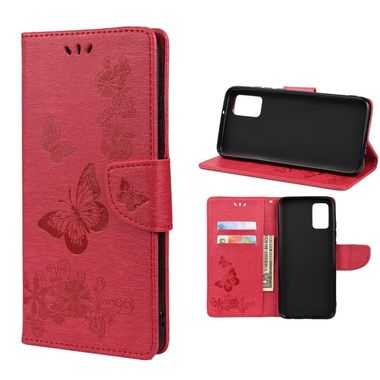 Peňaženkové kožené puzdro BUTTERFLY na Xiaomi Redmi Note 11 / 11S - Červená
