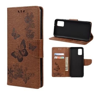Peňaženkové kožené puzdro BUTTERFLY na Xiaomi Redmi Note 11 / 11S - Hnedá