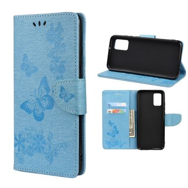Peňaženkové kožené puzdro BUTTERFLY na Xiaomi Redmi Note 11 / 11S - Modrá