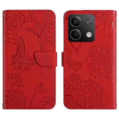 Peňaženkové kožené puzdro Butterfly na Xiaomi Redmi Note 13 Pro 4G - Červená