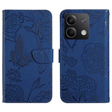Peňaženkové kožené puzdro Butterfly na Xiaomi Redmi Note 13 Pro 4G - Modrá