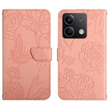 Peňaženkové kožené puzdro Butterfly na Xiaomi Redmi Note 13 Pro 4G - Ružová