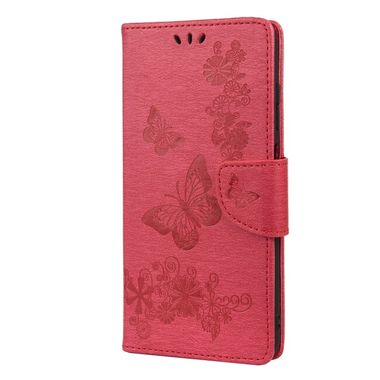 Peňaženkové kožené puzdro BUTTERFLY Xiaomi Redmi 10 - Červená