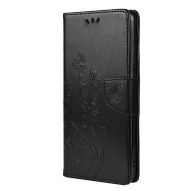 Peňaženkové kožené puzdro BUTTERFLY na Xiaomi Redmi Note 10 5G - Čierna