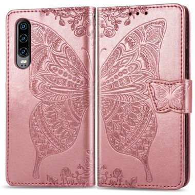 Peňaženkové kožené puzdro Butterflyna Huawei P30 – Rose Gold
