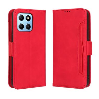 Peňaženkové kožené puzdro Calf na Honor X8 5G/X6 - Červená