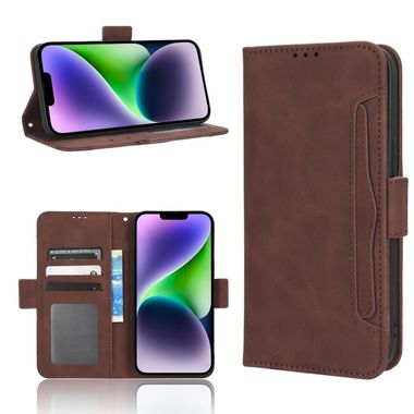 Peňaženkové kožené puzdro Calf na iPhone 15 Pro - Hnedá