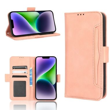 Peňaženkové kožené puzdro Calf na iPhone 15 Pro - Ružová