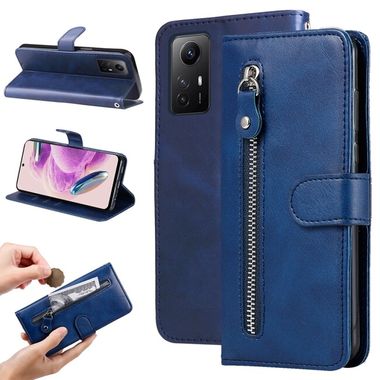 Peňaženkové kožené puzdro Calf na Xiaomi Redmi Note 12S - Modrá