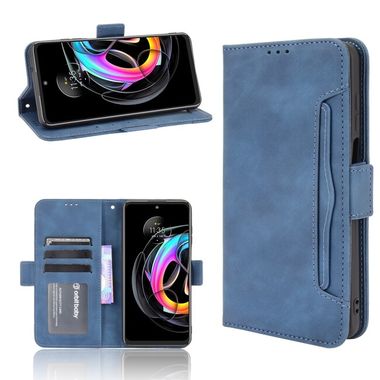 Peňaženkové kožené puzdro Calf Pattern na Motorola Edge 20 Lite - Modrá