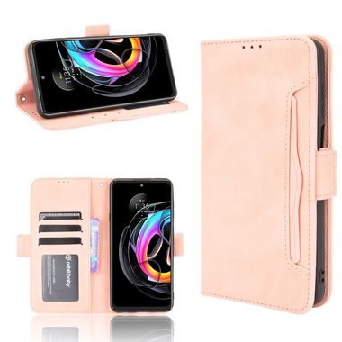 Peňaženkové kožené puzdro Calf Pattern na Motorola Edge 20 Lite - Ružová