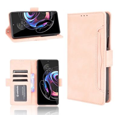 Peňaženkové kožené puzdro Calf Pattern na Motorola Edge 20 Pro - Ružová