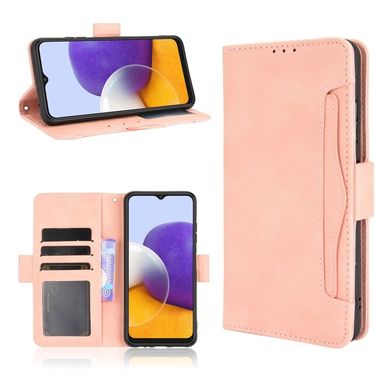 Peňaženkové kožené puzdro CALF PATTERN na Samsung Galaxy A22 5G - Ružová