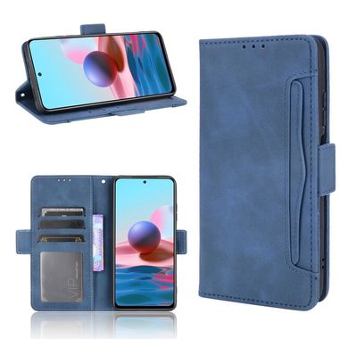 Peňaženkové kožené puzdro Calf Pattern na Xiaomi Redmi Note 10/10S - Modrá