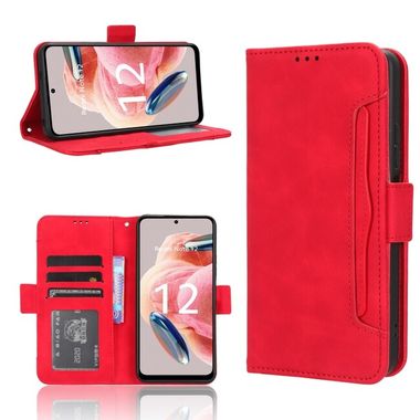 Peňaženkové kožené puzdro Calf Slots na Xiaomi Redmi Note 12 4G - Červená