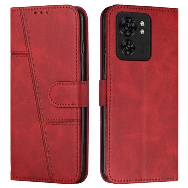 Peňaženkové kožené puzdro Calf Stitching na Motorola Edge 40 - Červená