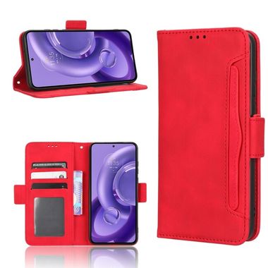 Peňaženkové kožené puzdro Calf Texture na Motorola Edge 30 Neo - Červená